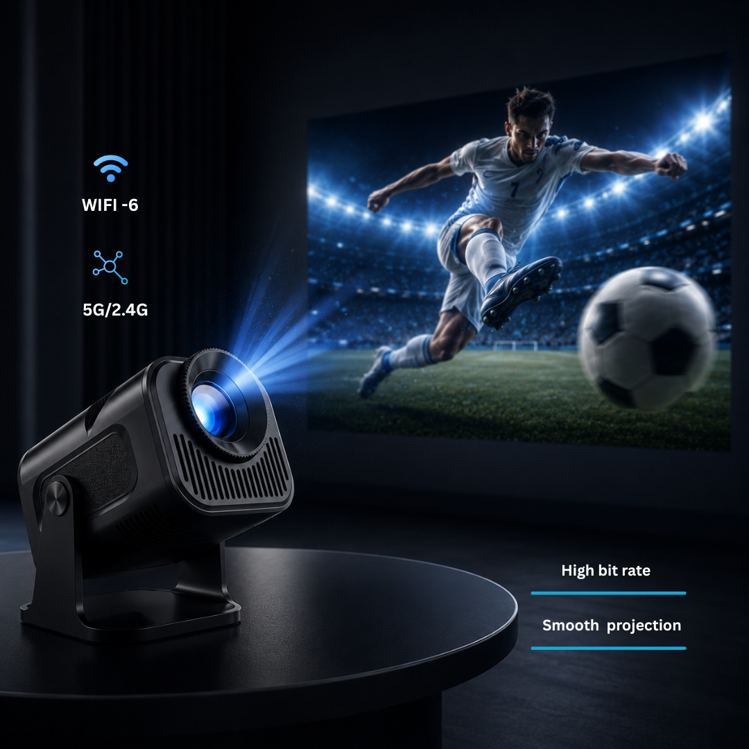 (Smart 4K) Mini Projector – ১২০” সিনেমা স্ক্রিন + TV