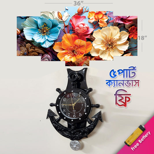 ⏰ Ancor Clock Free 5 Part Wall 🖼️